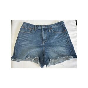 Madewell‎ Womens Jean Shorts 31 Blue High Rise Cut Off Raw Hem Summer Casual